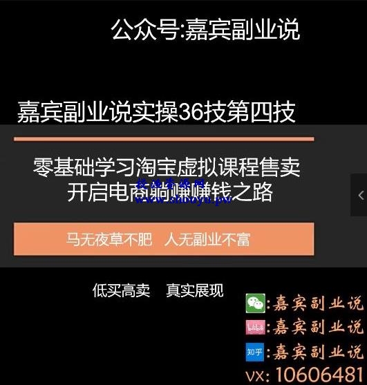 嘉宾副业说实操36技第四技：零基础学习淘宝虚拟课程售卖开启电商躺赚赚钱之路