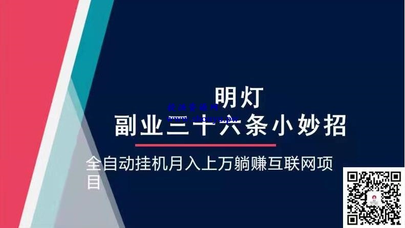 明灯副业三十六条小妙招之第19招全自动挂机月入上万躺赚互联网