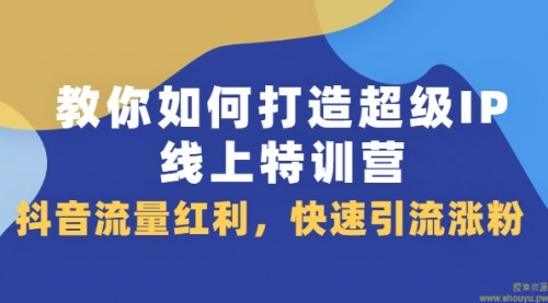 教你如何打造超级IP线上特训营，抖音流量红利，快速引流涨粉